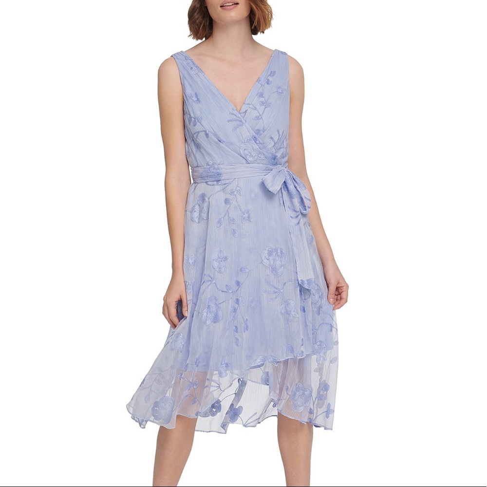 DKNY Crinkle Embroidered Dress